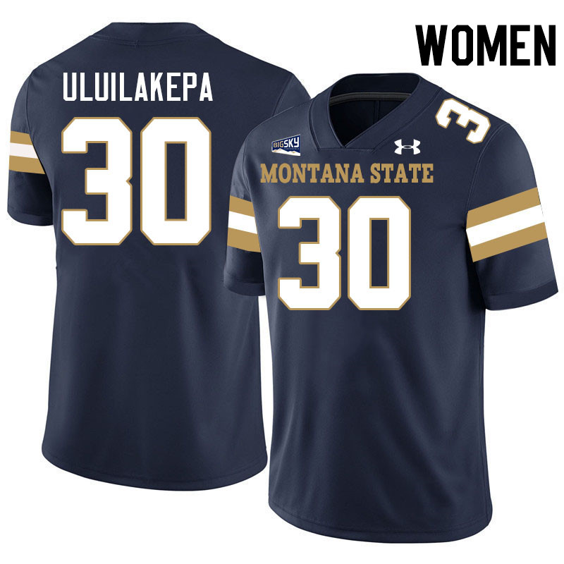 Women #30 Danny Uluilakepa Montana State Bobcats Jerseys Football Stitched-Navy